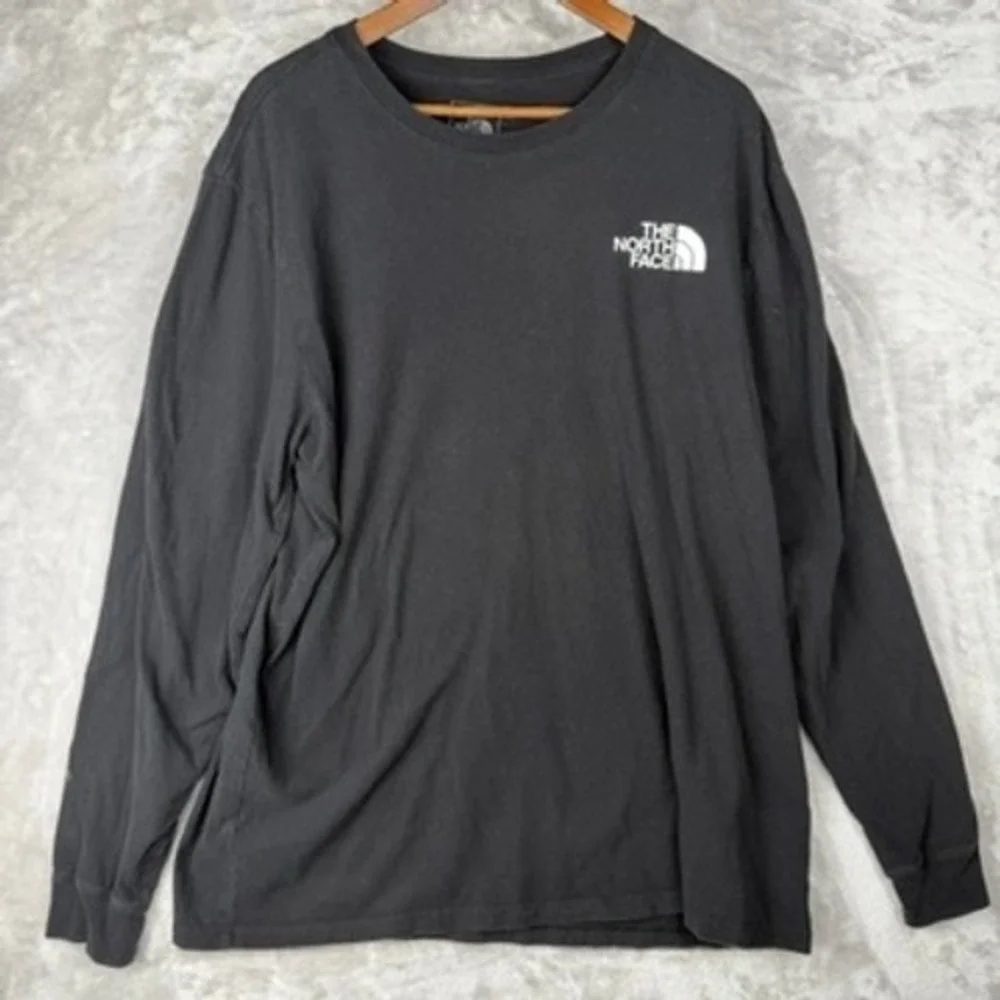 The North Face Mens Long Sleeve T Shirt Black White‎ Logo Graphic Tee XL